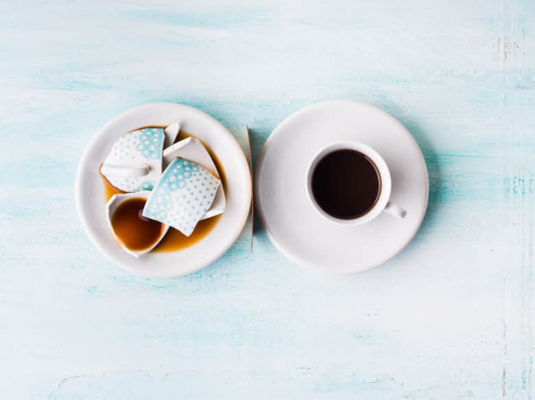 tazas de café desde arriba